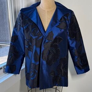 Marisa Baratelli Thai Silk Jacket in Royal Blue and Black. 8.